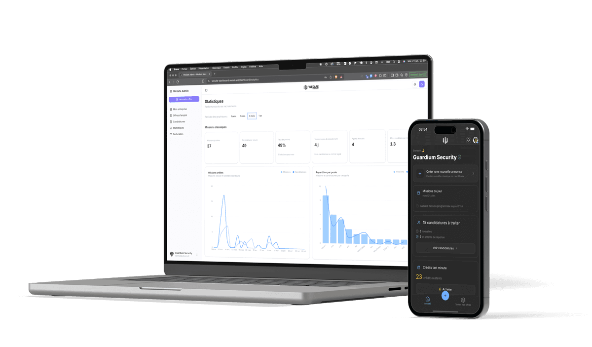 Aperçu de l'application WeSafe sur MacBook et iPhone